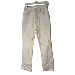 HELMUT LANG High-Rise Straight Leg Jeans Cream Contrast Stitching Women 29